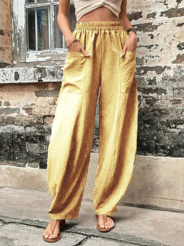 High Waisted Casual Loose Pants With Pockets - Chiccharm