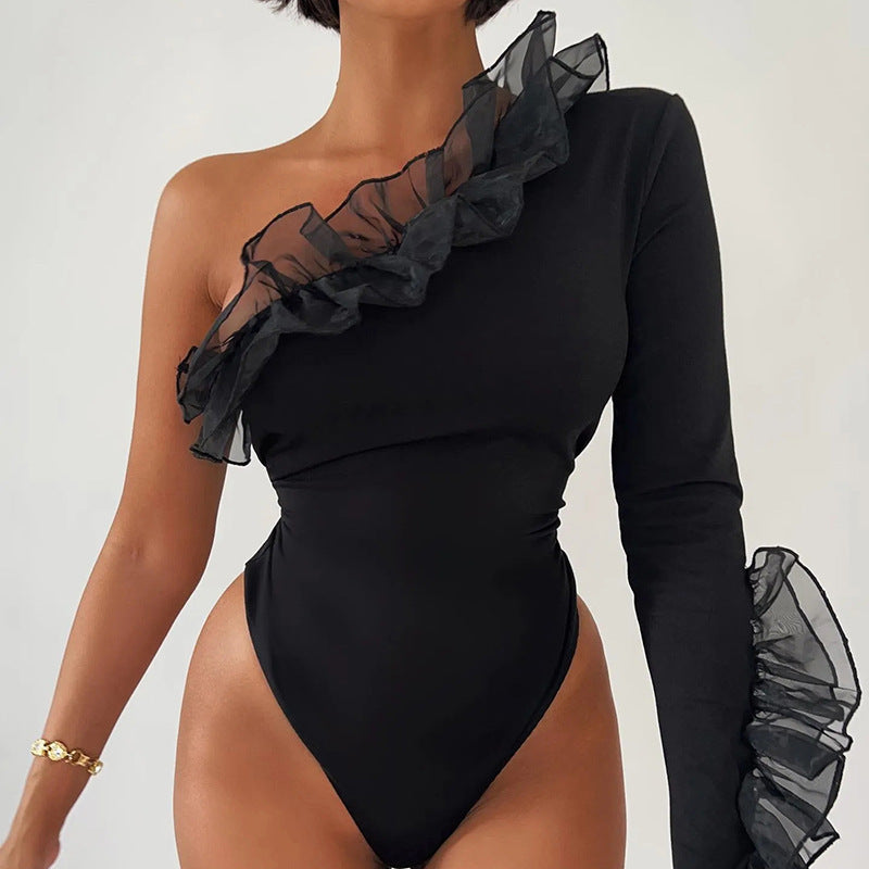 One-Shoulder Ruffle Bodysuit