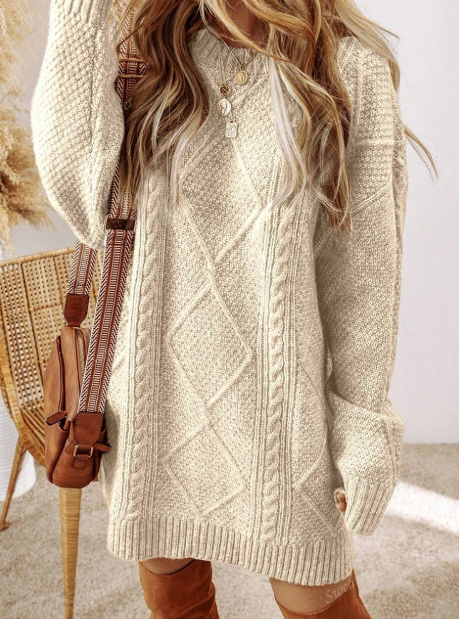 Cable Knit Oversized Sweater Dress