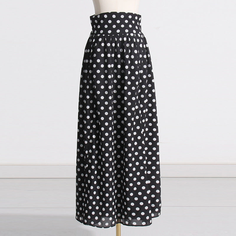 Square-neck Puff Sleeve Polka Dot Dress Suit - Chiccharm