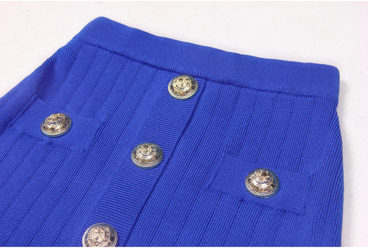 Gold Buttoned Mini Skirt