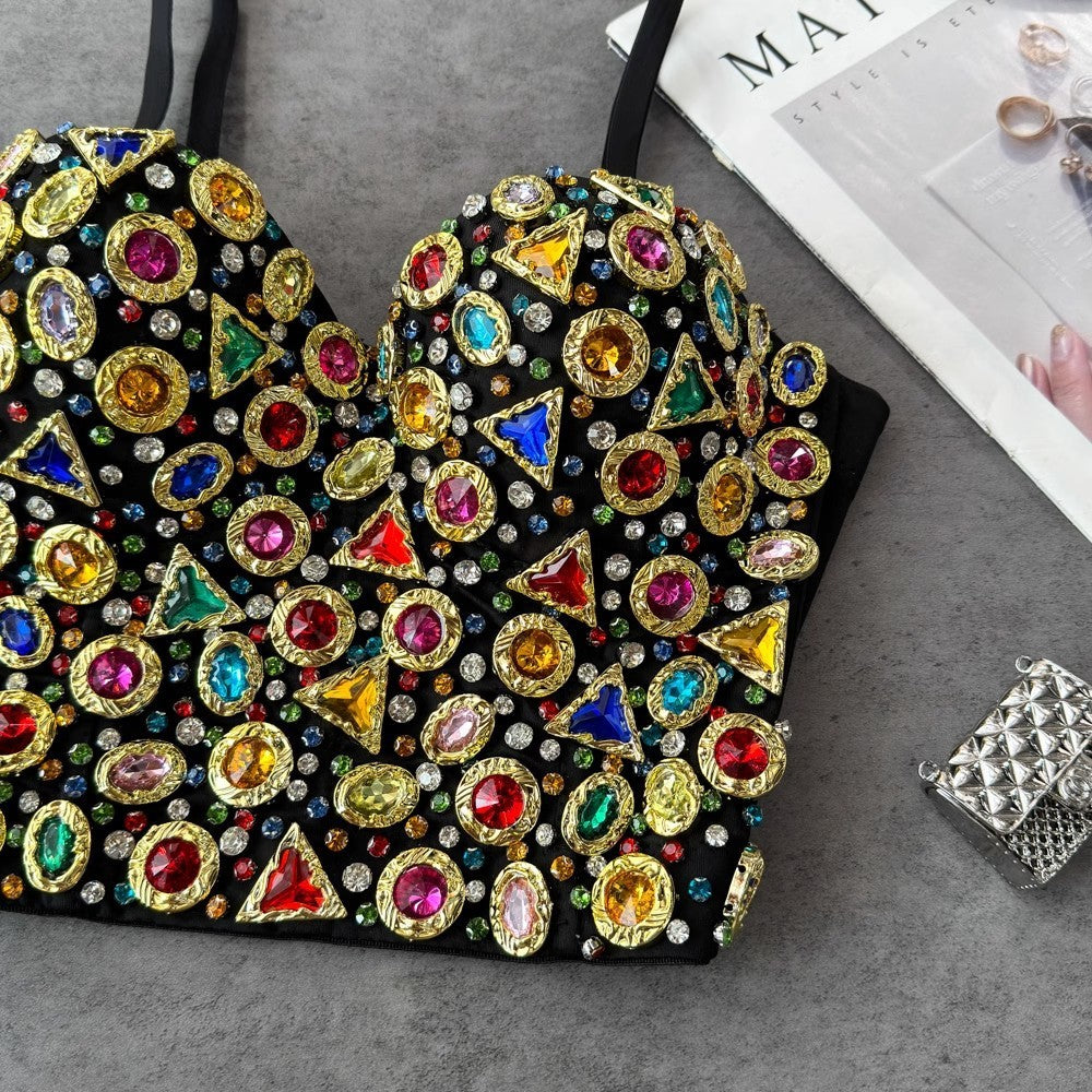Gemstone Embellished Bustier Top