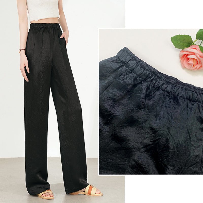 Textured Wide-Leg Satin Pants