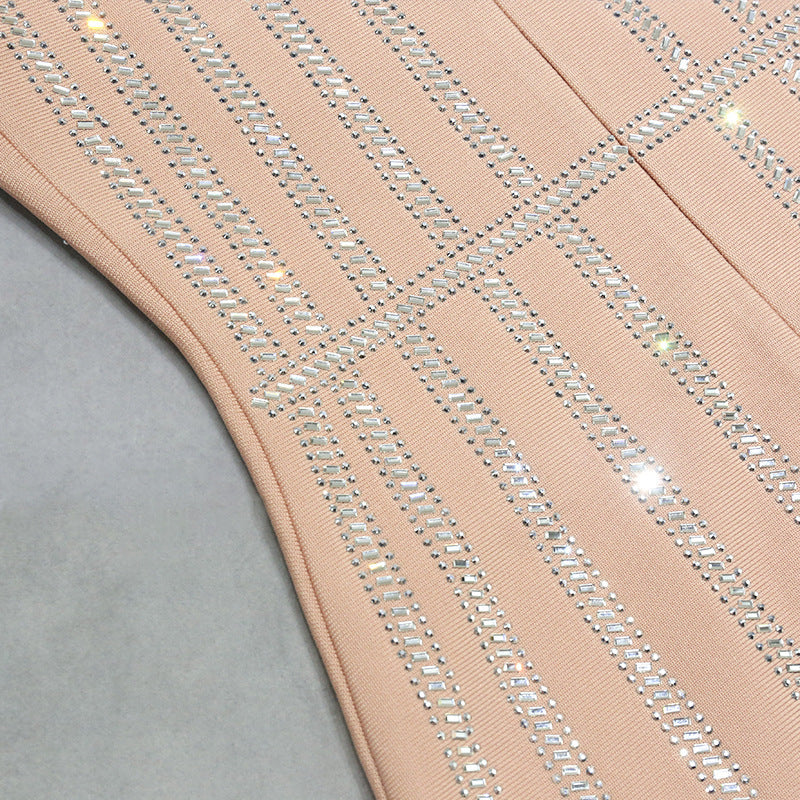 Strapless Fringe Detail Beaded Dress