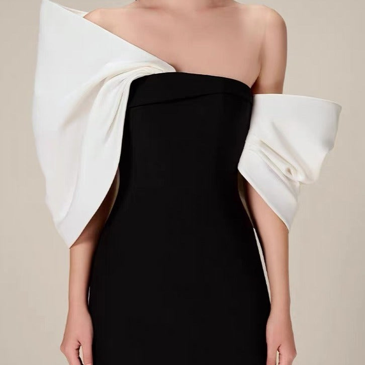 Elegant Off-Shoulder Bow-Back Evening Dress - Chiccharm