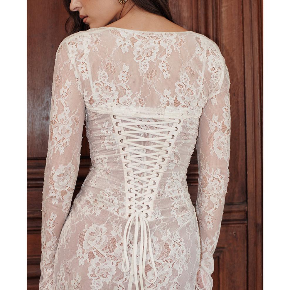 Long Sleeve Lace Maxi Dress - Chiccharm