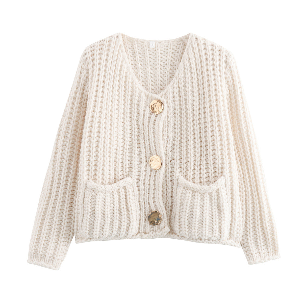 Thick-Knitted Short buttoned-Pullover