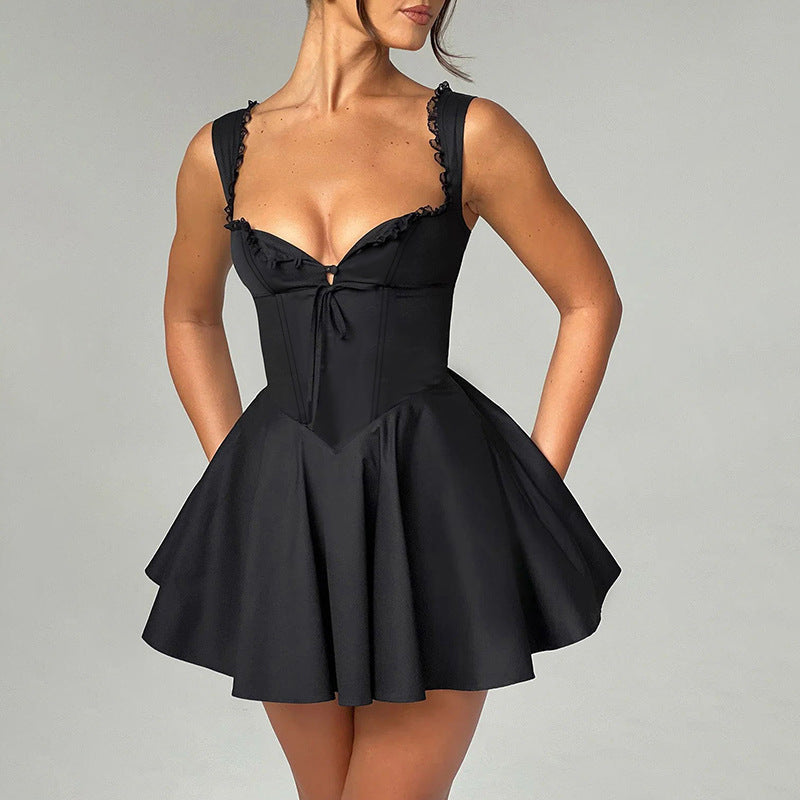 Sweetheart Lace-Up Corset Mini Dress - Chiccharm