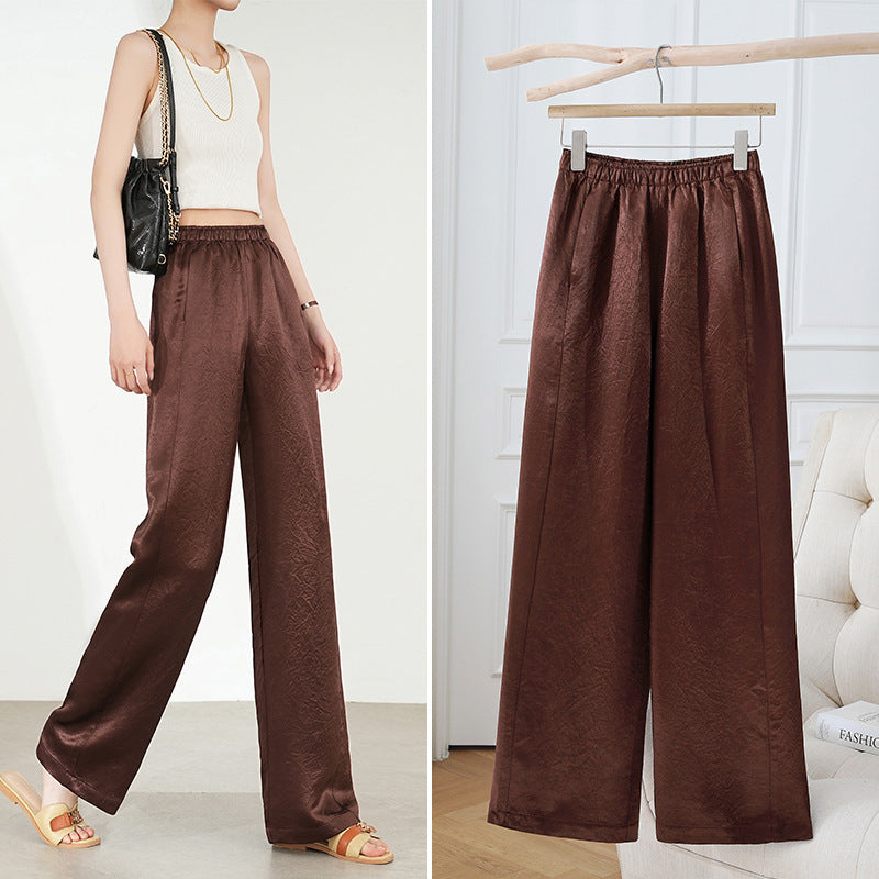 Textured Wide-Leg Satin Pants