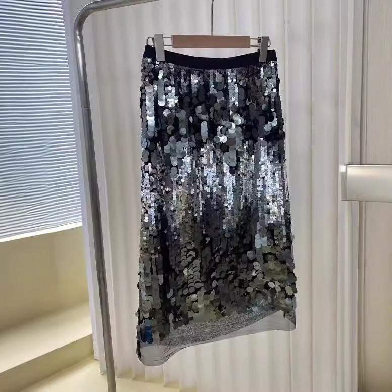 Artistic Sequin Midi Skirt