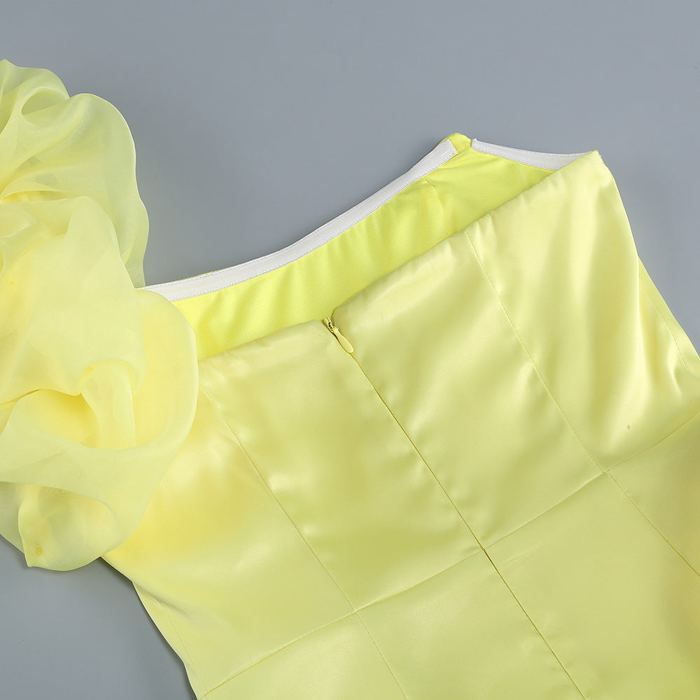 Ruffled Yellow Party Dress
