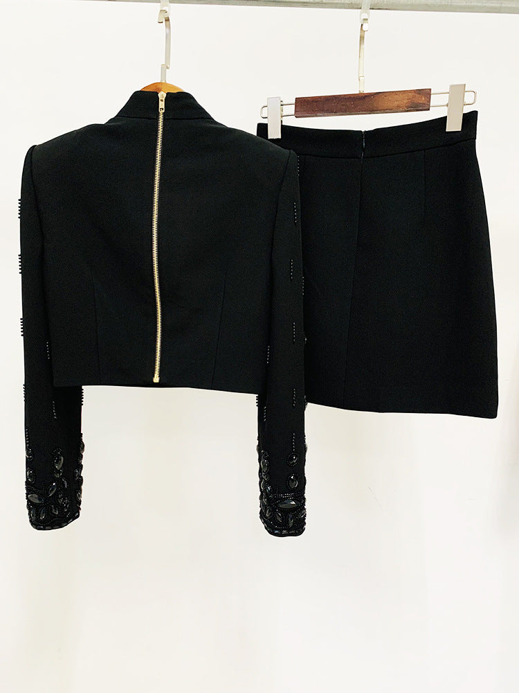 Diamond Inlaid Co-Ord Set with Mini Skirt