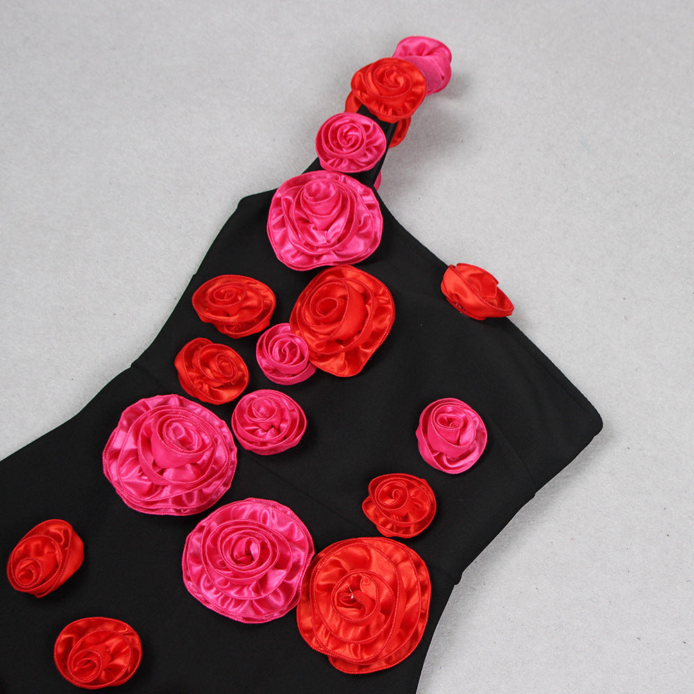 Rose Cascade Illusion Dress