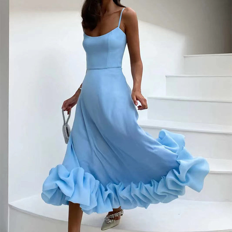 Elegant Ruched Hem Midi Dress - Chiccharm