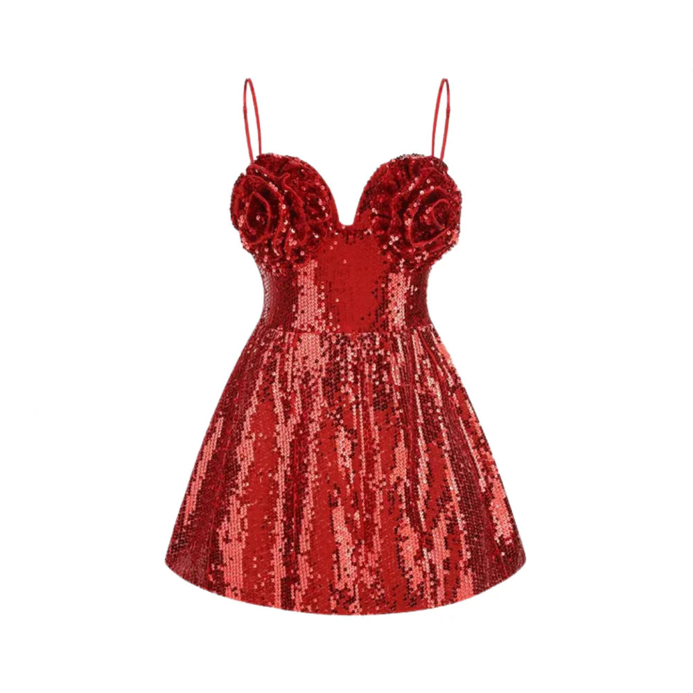 3D Flower Sequin Dress